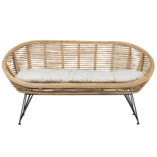 Beliani Gartensofa Naturfarben Schwarz Beige 64x165x87