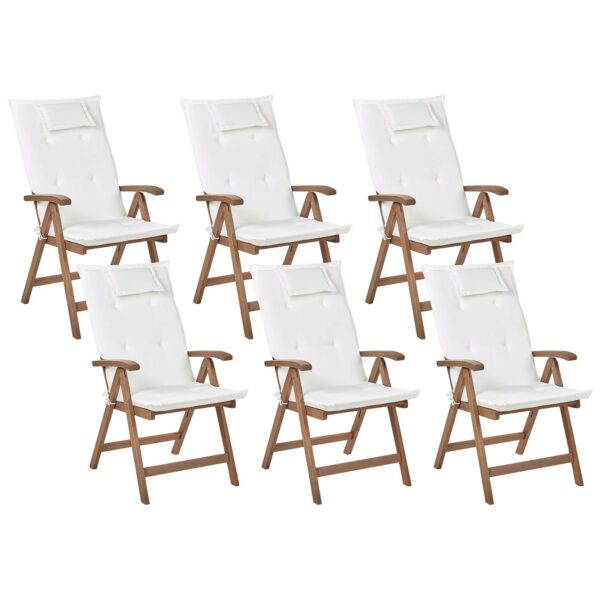 Beliani Gartenstuhl Dunkler Holzfarbton Weiss 69x54x105