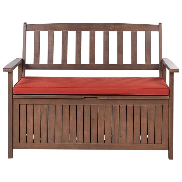Beliani Gartenbank SOVANA Dunkler Holzfarbton Rot 60x120x91