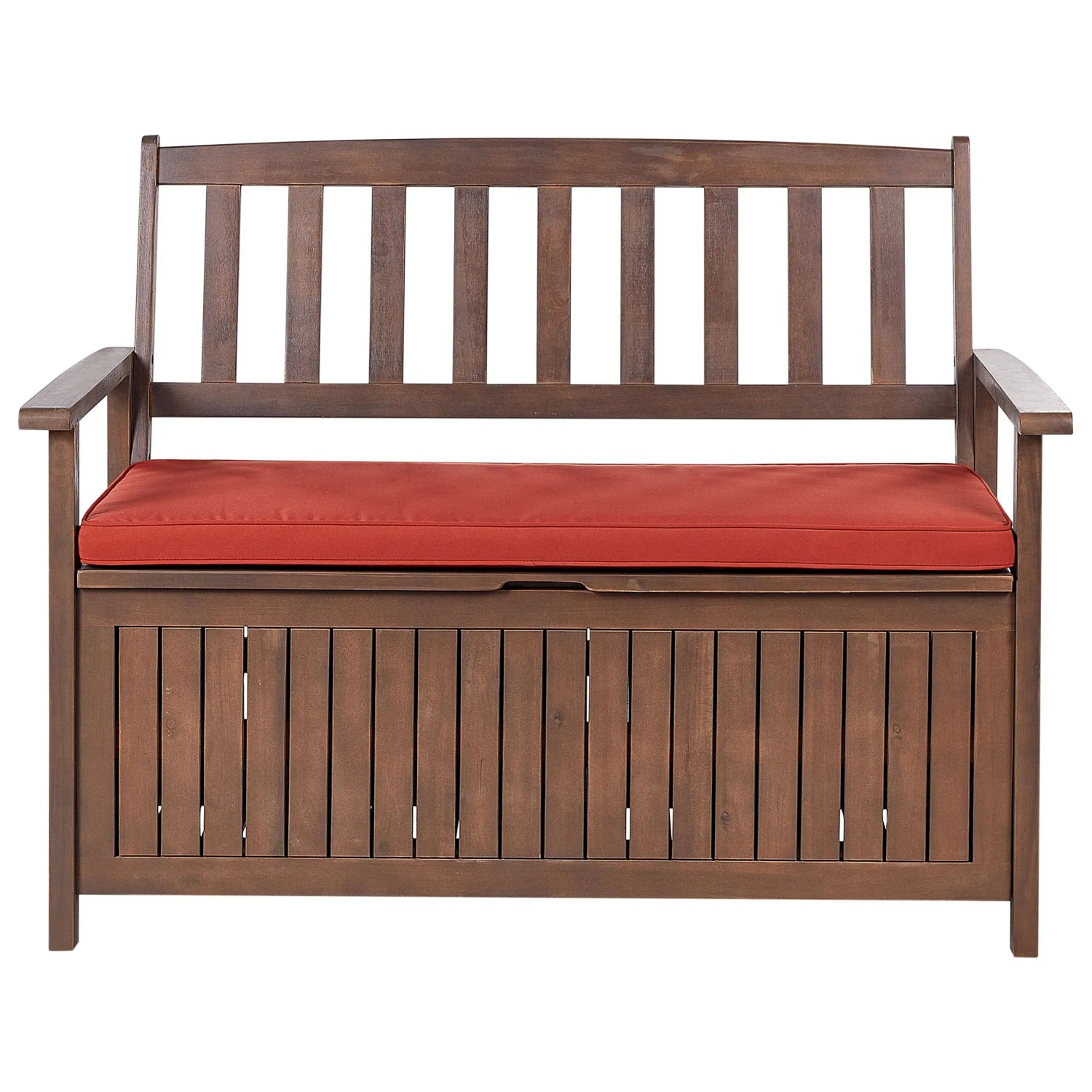 Beliani Gartenbank SOVANA Dunkler Holzfarbton Rot 60x120x91