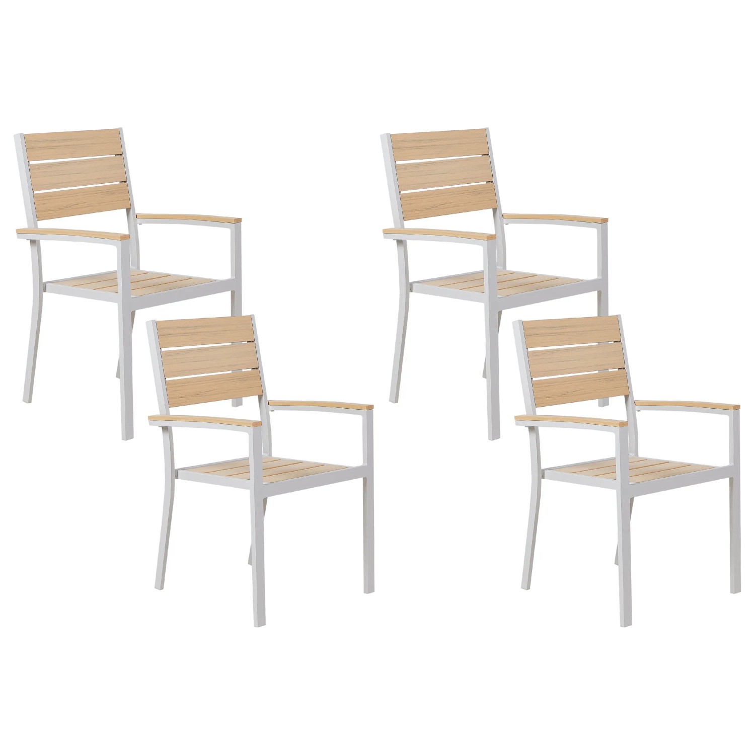Beliani Gartenstuhl Beige Weiss 57x57x90