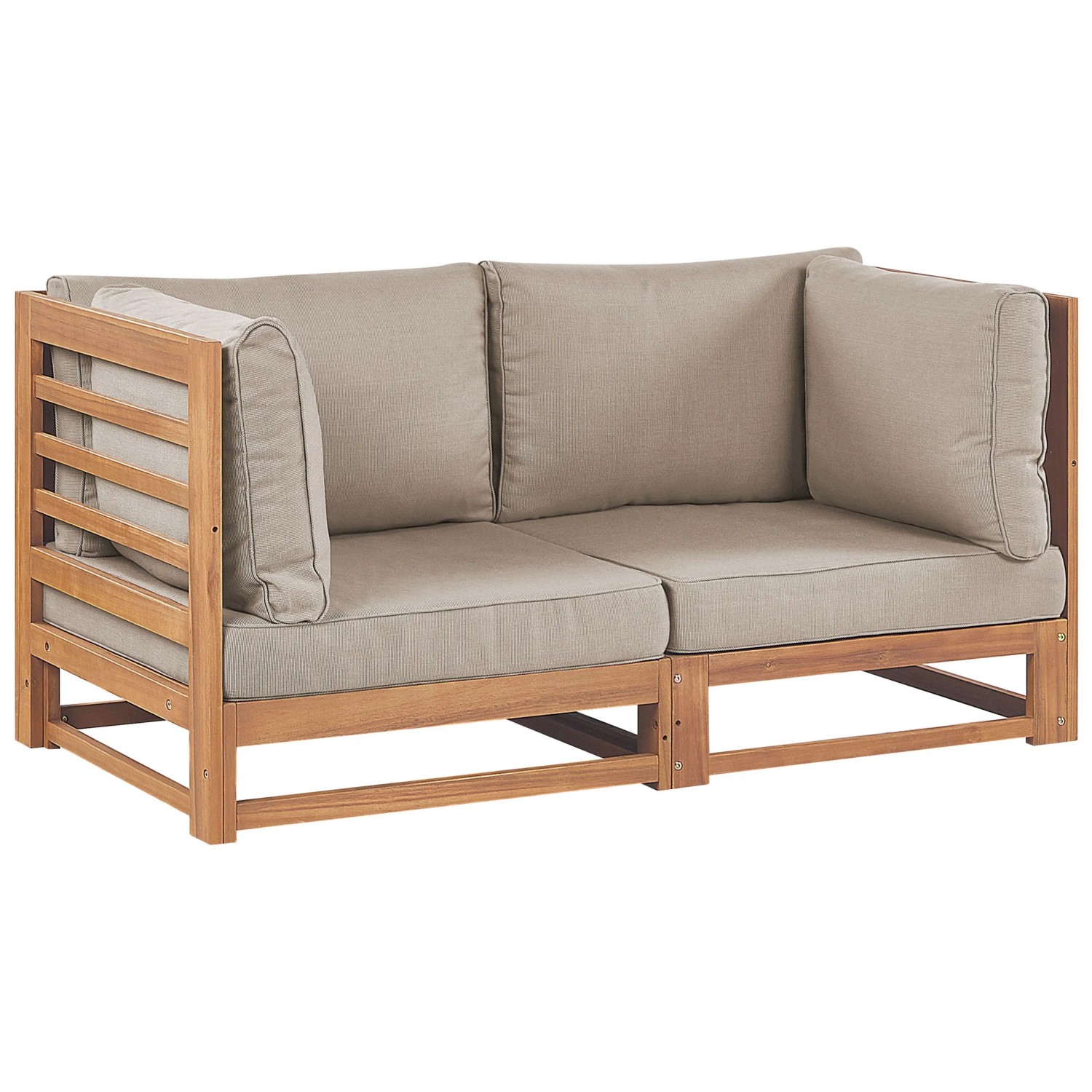 Beliani Gartensofa Heller Holzfarbton Grau Beige 75x150x72