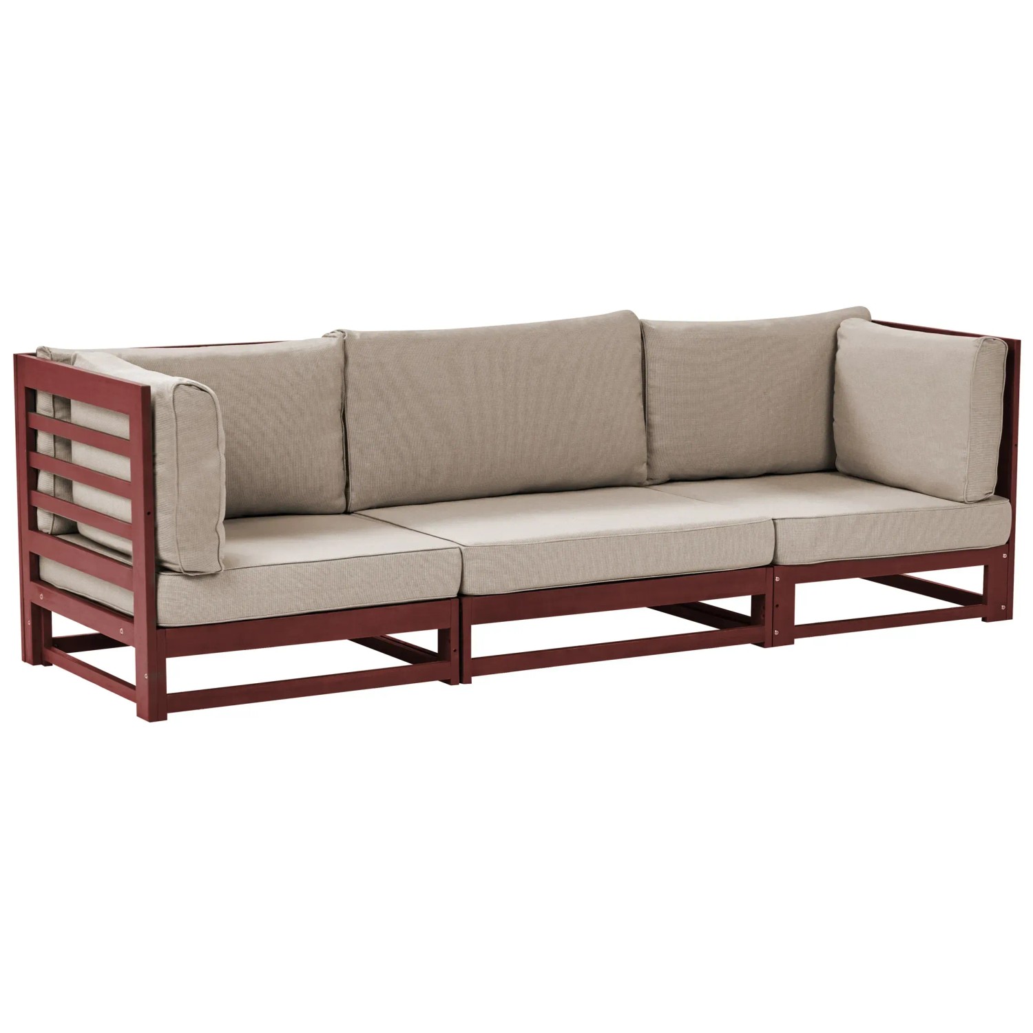 Beliani Gartensofa TRANI Dunkelrot 75x235x72