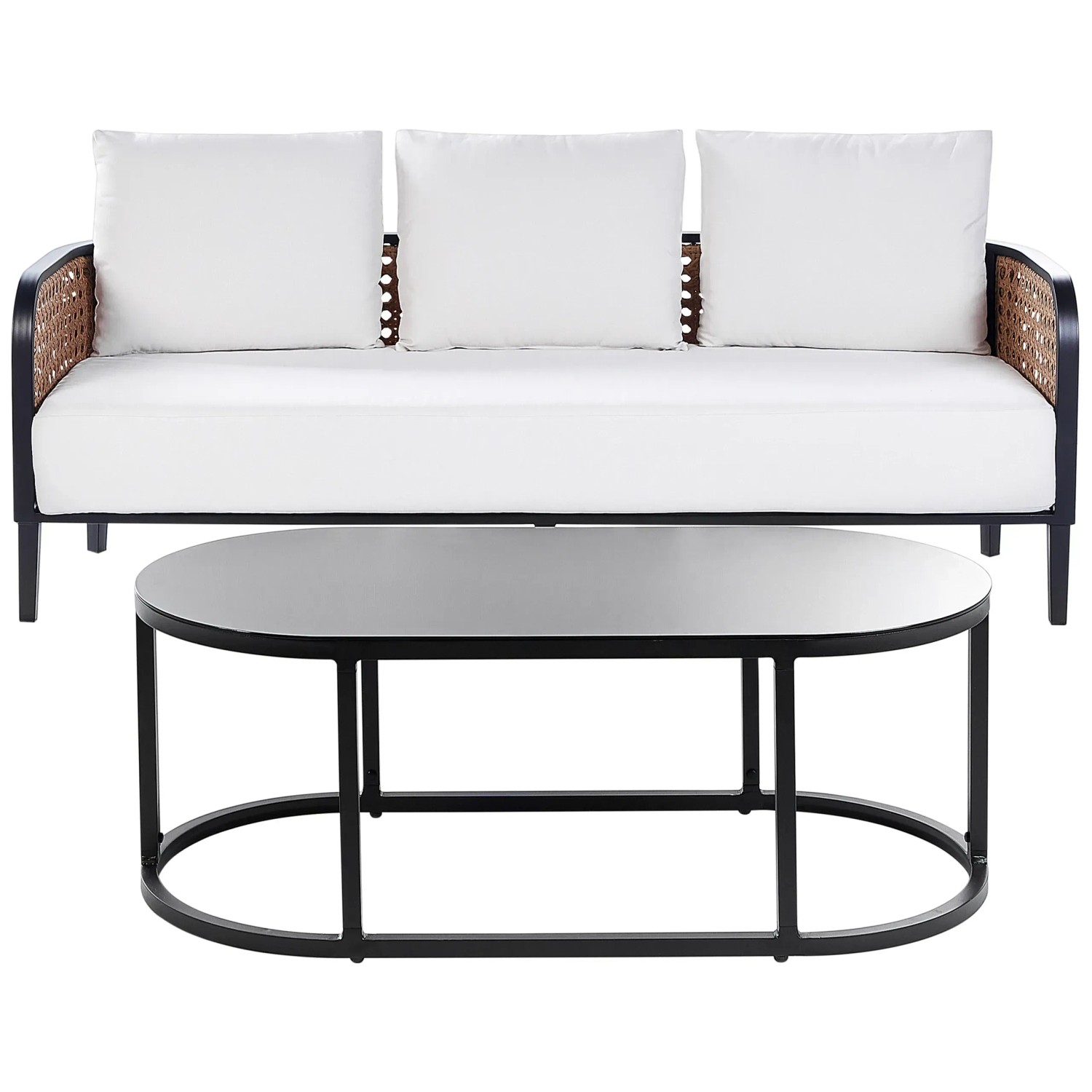 Beliani Gartensofa MONTEFALCO Cremeweiß 74x200x87