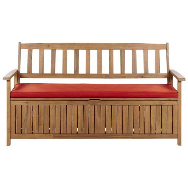 Beliani Gartenbank Heller Holzfarbton Rot 60x160x91 Beliani Gartenbank Heller Holzfarbton Rot 60x160x91