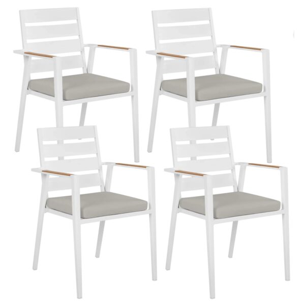 Beliani Gartenstuhl Weiss Grau Heller Holzfarbton 58x54x86