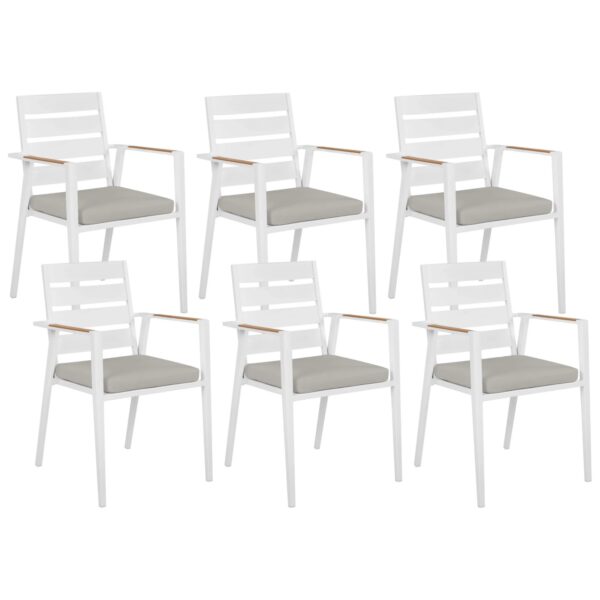 Beliani Gartenstuhl Weiss Grau Heller Holzfarbton 58x54x86 Beliani Gartenstuhl Weiss Grau Heller Holzfarbton 58x54x86