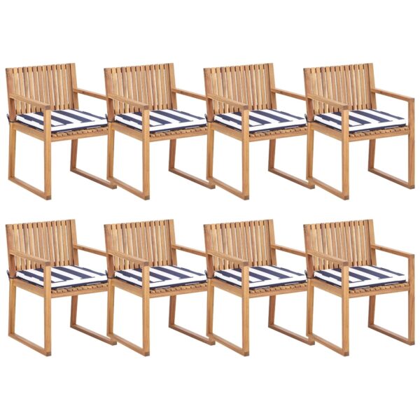 Beliani Gartenstuhl Heller Holzfarbton Blau Weiss 59x54x80 Beliani Gartenstuhl Heller Holzfarbton Blau Weiss 59x54x80