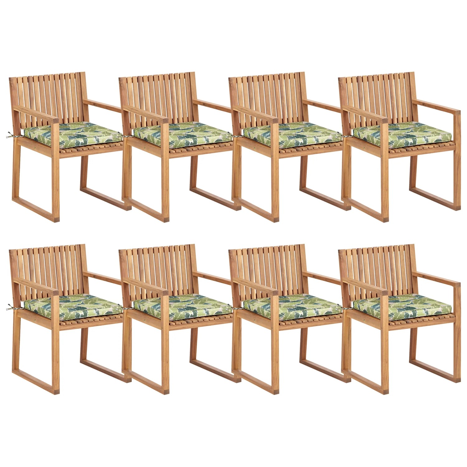 Beliani Gartenstuhl Heller Holzfarbton Grün 59x54x80