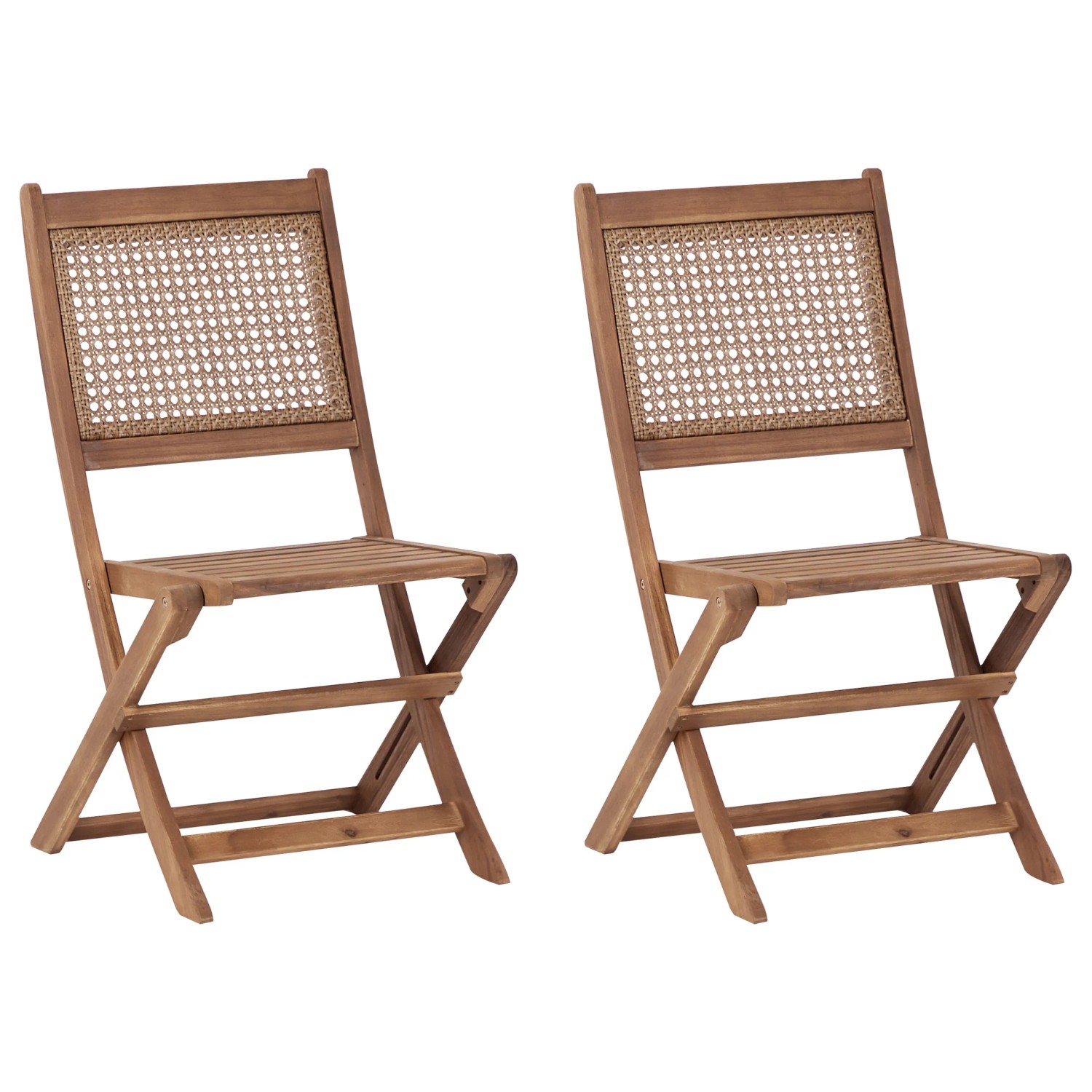 Beliani Gartenstuhl Heller Holzfarbton 60x51x90