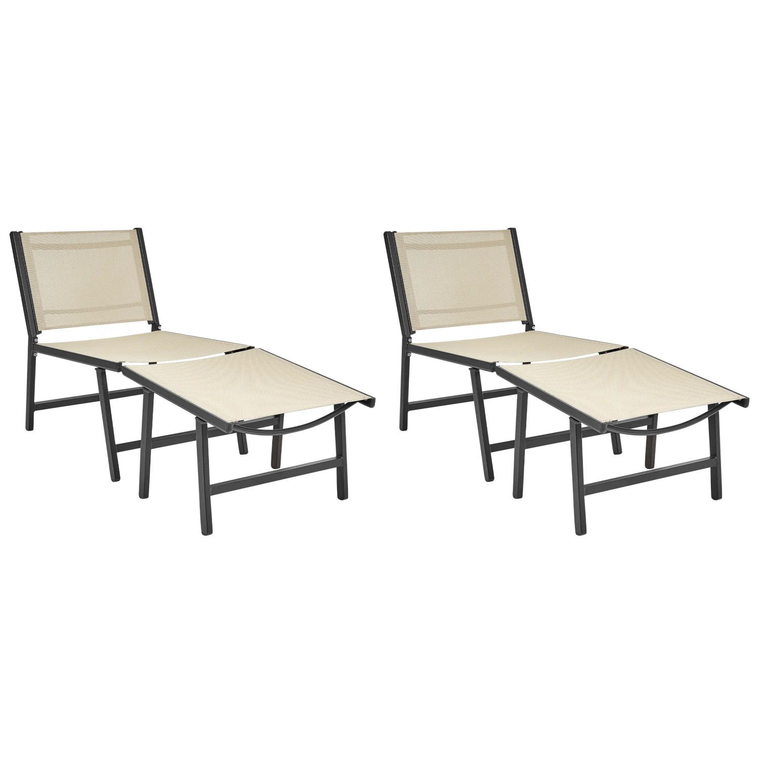 Beliani Gartenstuhl Beige Schwarz 60x54x70
