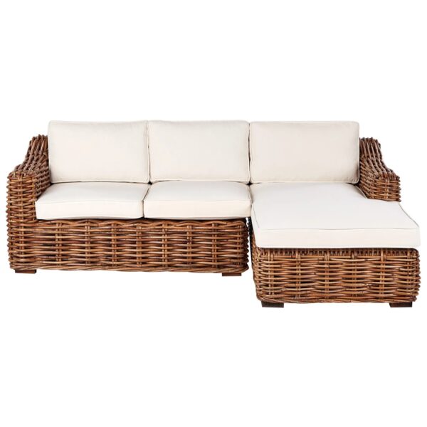 Beliani Gartensofa Beige Naturfarben Weiss 150x230x85 Beliani Gartensofa Beige Naturfarben Weiss 150x230x85
