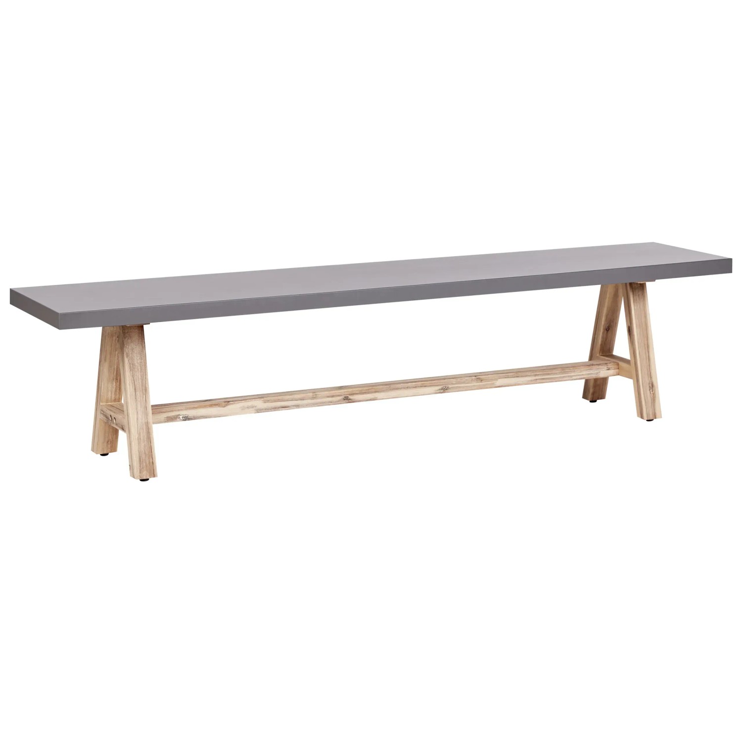 Beliani Gartenbank TONNARE Grau Heller Holzfarbton 40x200x45