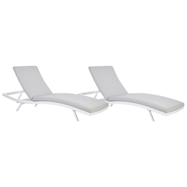 Beliani Gartenliege Grau Weiss 199x66x91