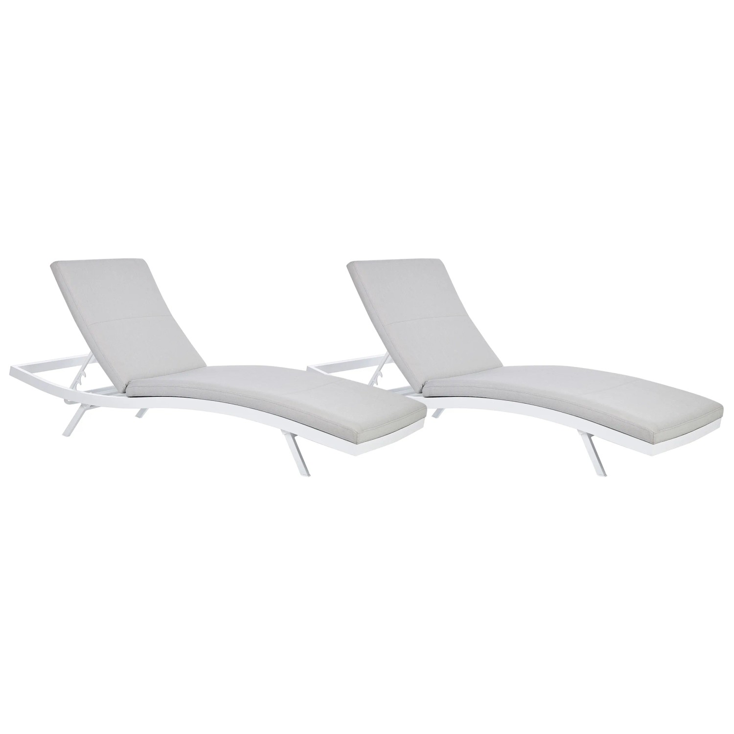 Beliani Gartenliege Grau Weiss 199x66x91
