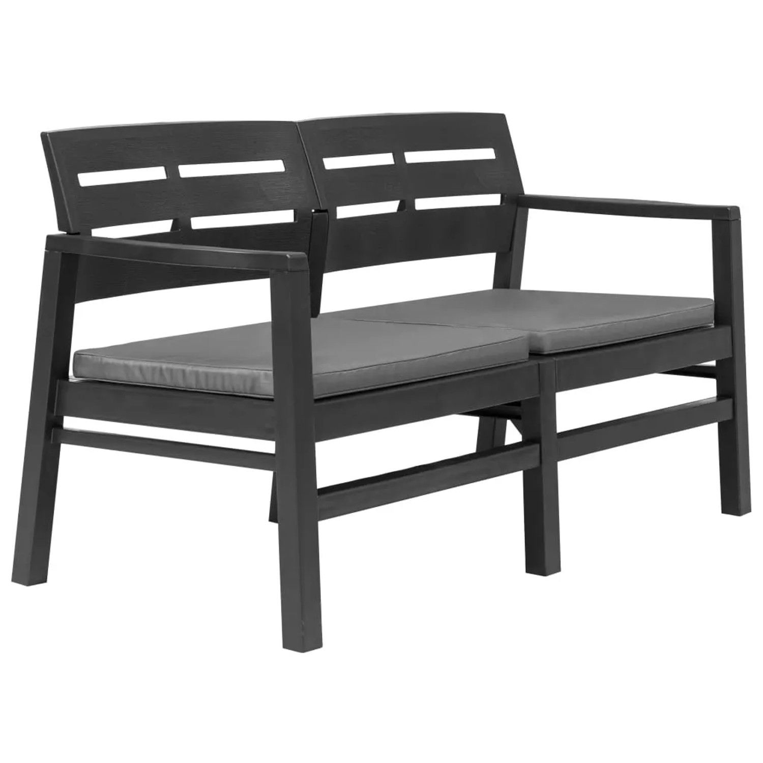 furnicato 2-Sitzer-Gartenbank mit Kissen Anthrazit 133 cm Kunststoff