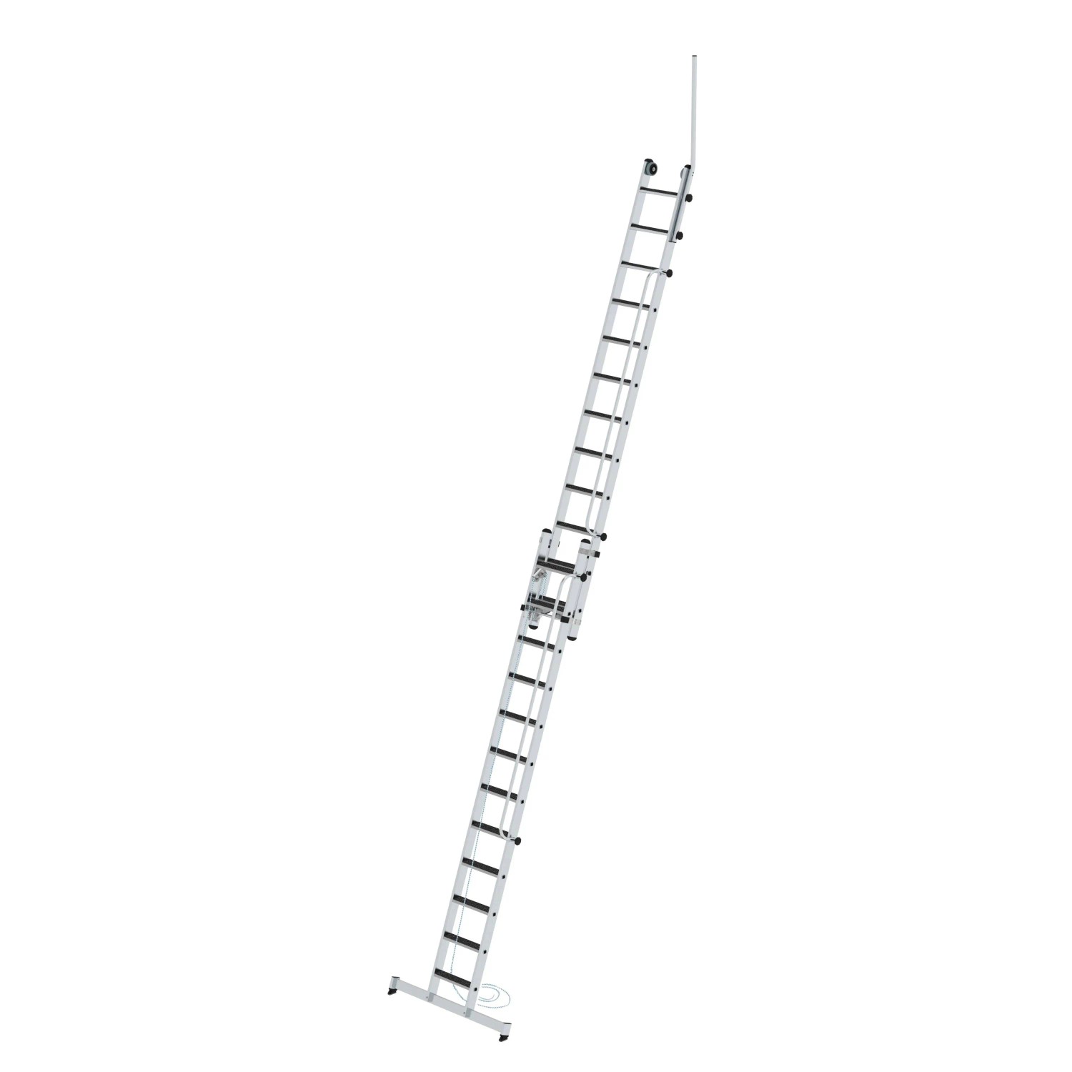PROREGAL Stufen-Seilzugleiter 2-Teilig mit Handlauf und Ausstiegsholm 2 x 12 Stufen