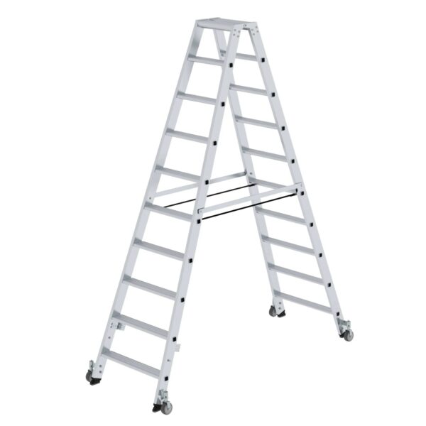 PROREGAL Stufen-Stehleiter Beidseitig Begehbar mit Rollen 2 x 10 Stufen PROREGAL Stufen-Stehleiter Beidseitig Begehbar mit Rollen 2 x 10 Stufen