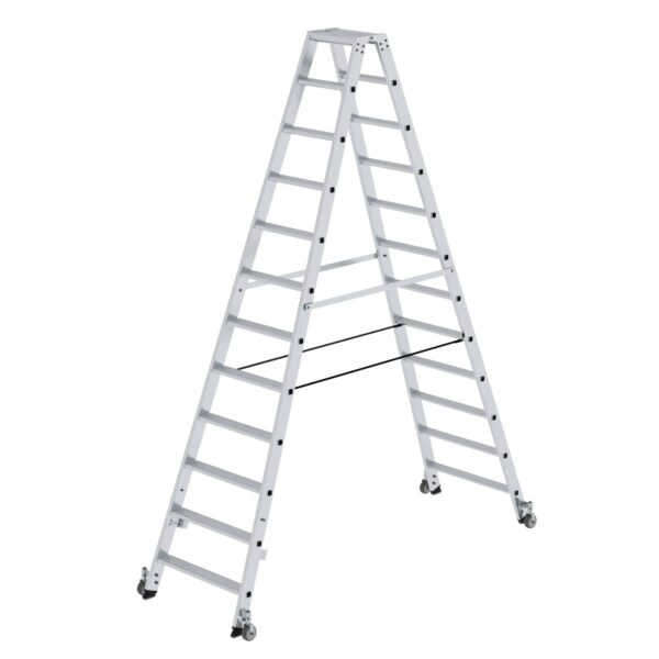 PROREGAL Stufen-Stehleiter Beidseitig Begehbar mit Rollen 2 x 12 Stufen PROREGAL Stufen-Stehleiter Beidseitig Begehbar mit Rollen 2 x 12 Stufen