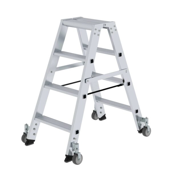 PROREGAL Stufen-Stehleiter Beidseitig Begehbar mit Rollen 2 x 4 Stufen PROREGAL Stufen-Stehleiter Beidseitig Begehbar mit Rollen 2 x 4 Stufen