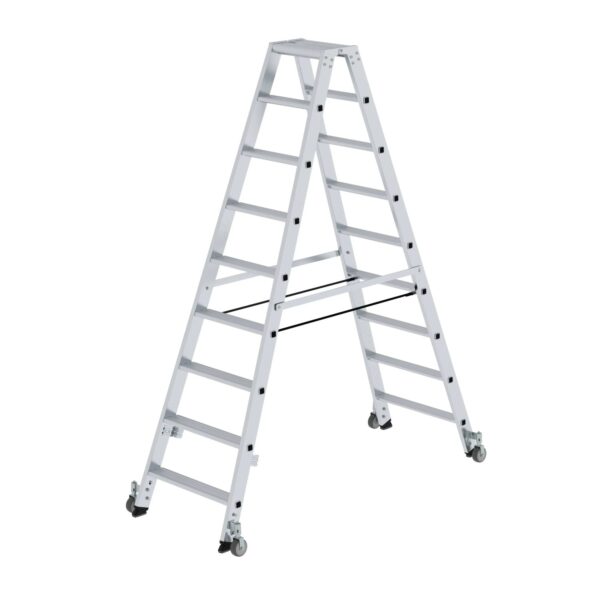 PROREGAL Stufen-Stehleiter Beidseitig Begehbar mit Rollen 2 x 9 Stufen PROREGAL Stufen-Stehleiter Beidseitig Begehbar mit Rollen 2 x 9 Stufen