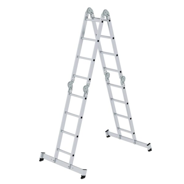 PROREGAL Vielzweckleiter 4-Teilig mit Traverse 4 x 4 Sprossen