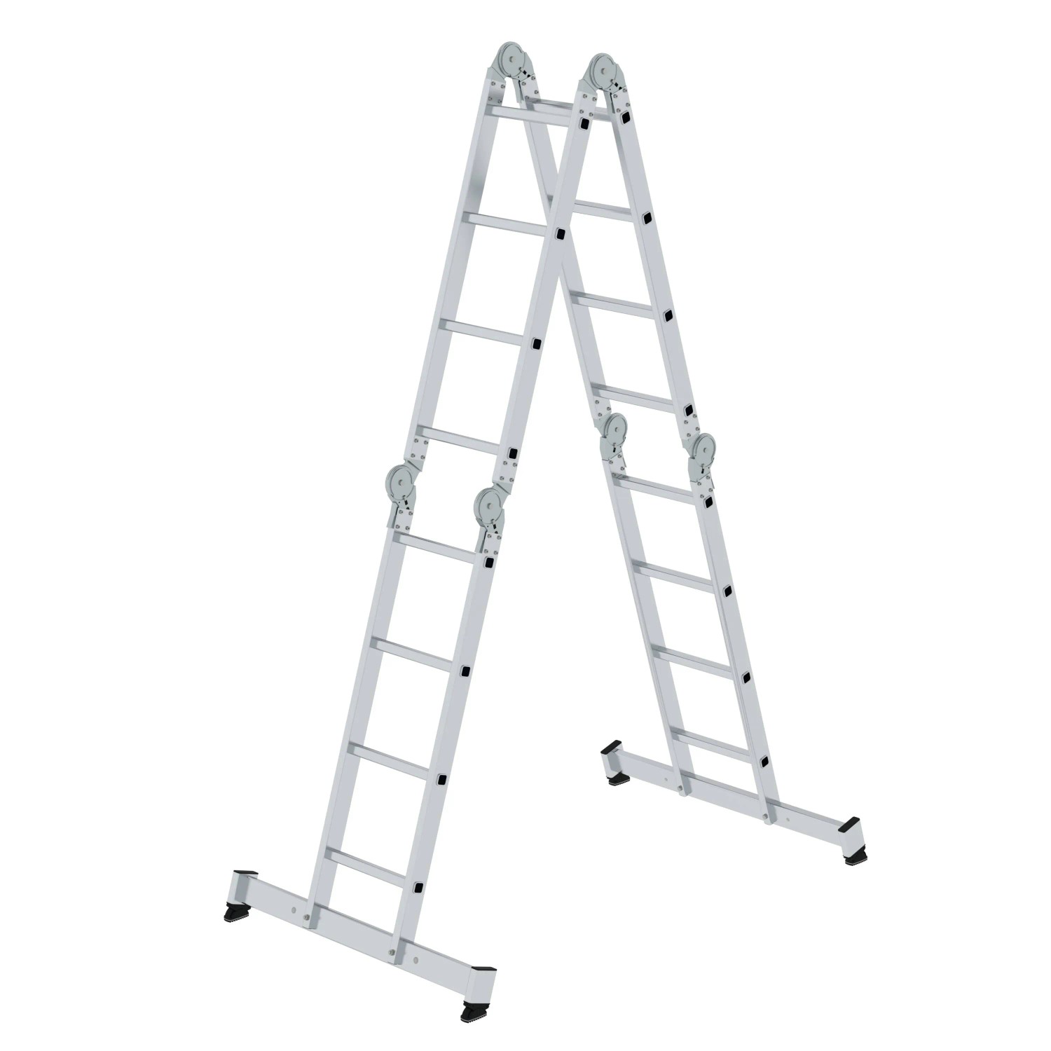 PROREGAL Vielzweckleiter 4-Teilig mit Traverse 4 x 4 Sprossen