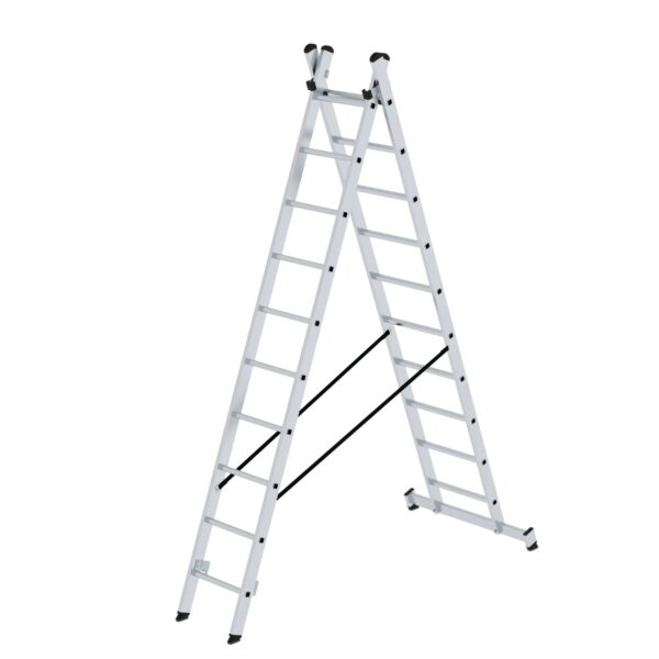 PROREGAL Sprossen-Mehrzweckleiter 2-Teilig mit Traverse 2 x 10 Sprossen