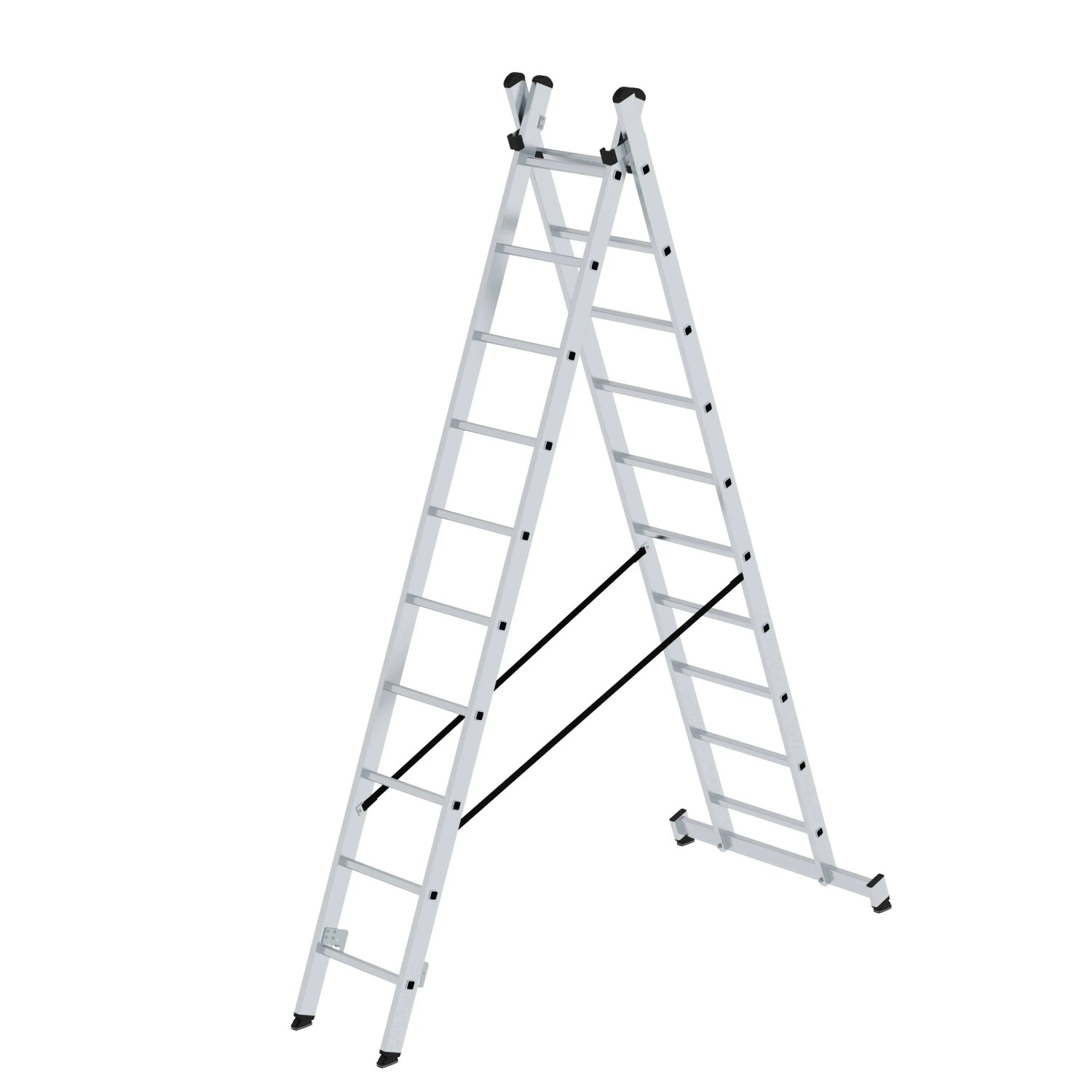PROREGAL Sprossen-Mehrzweckleiter 2-Teilig mit Traverse 2 x 10 Sprossen