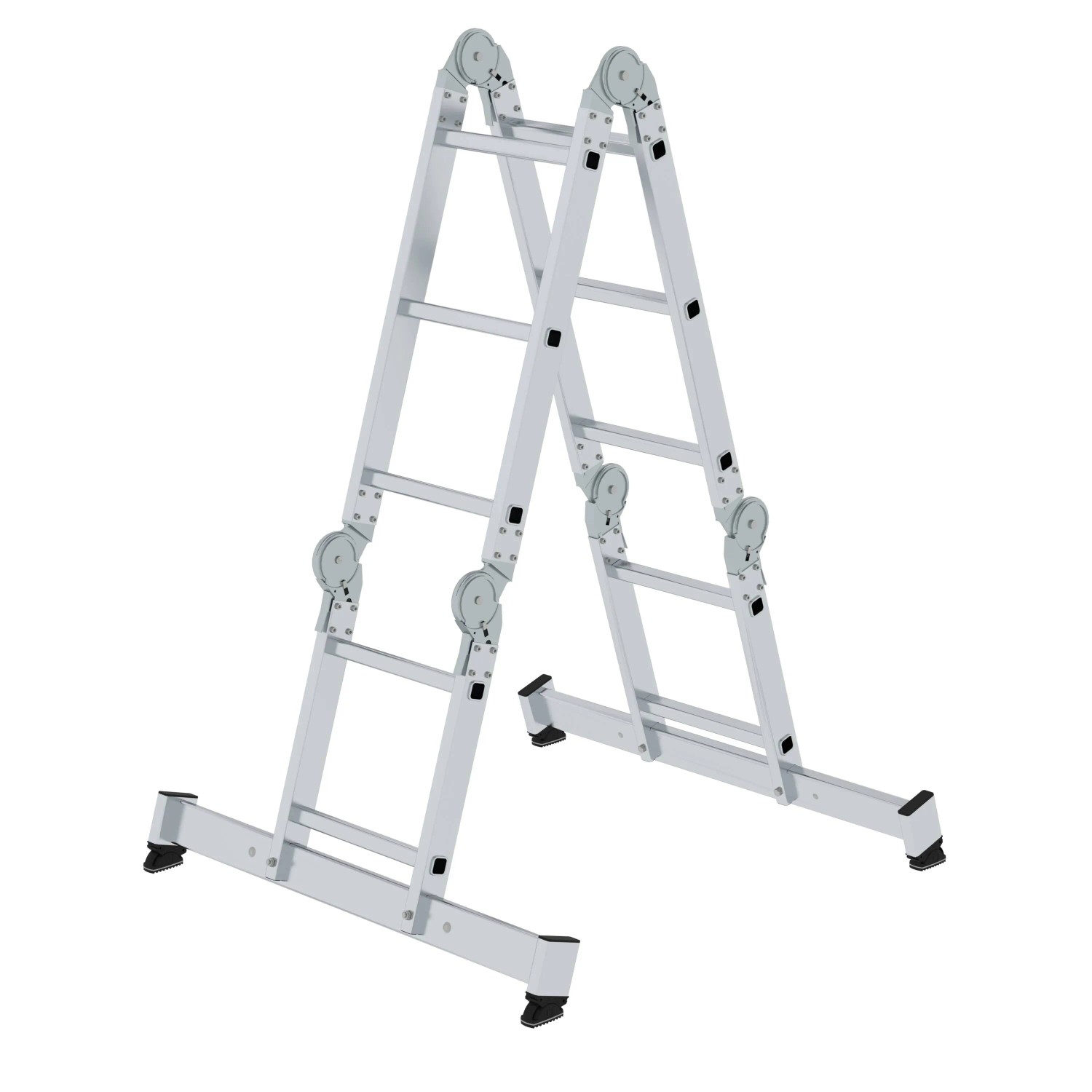 PROREGAL Vielzweckleiter 4-Teilig mit Traverse und Holzbelag 2 x 2 & 2 x 3 Sprossen