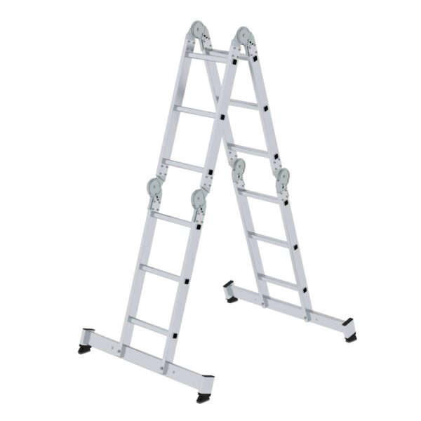 PROREGAL Vielzweckleiter 4-Teilig mit Traverse und Holzbelag 4 x 3 Sprossen