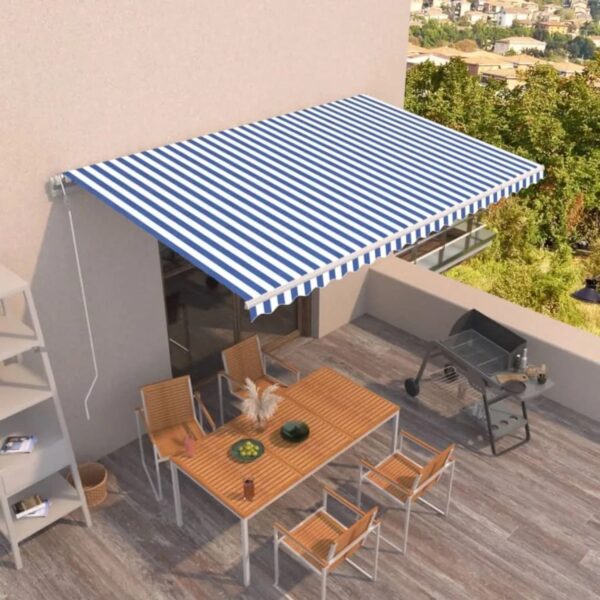 Furnicato Markise Automatisch Einziehbar 500x350 cm Blau Und Weiß