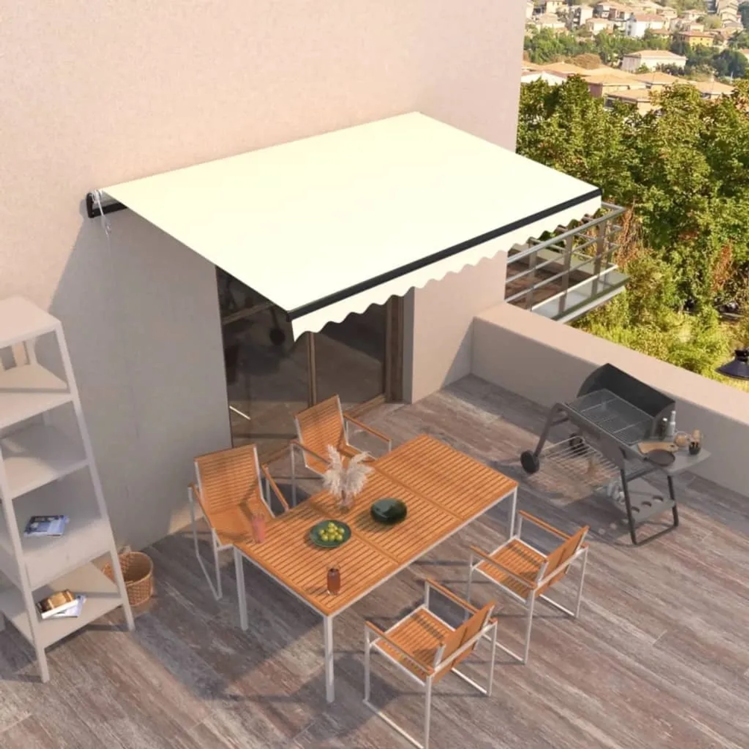 furnicato Markise Automatisch Einziehbar 400x350 cm Creme