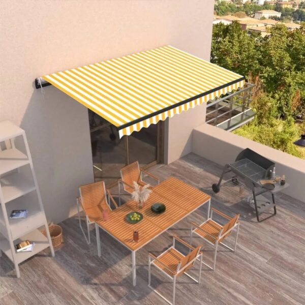 furnicato Markise Automatisch Einziehbar 450x350 cm Gelb und Weiß