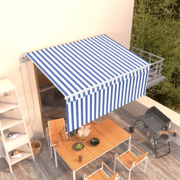 Furnicato Markise Automatisch Einziehbar Mit Volant 3x2 5 M Blau Und Weiß