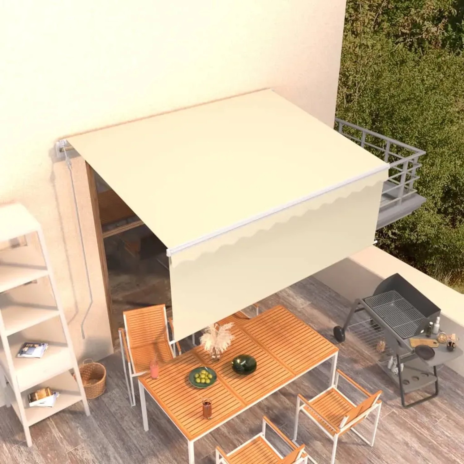 Furnicato Markise Automatisch Einziehbar Mit Volant 3x2 5 M Creme