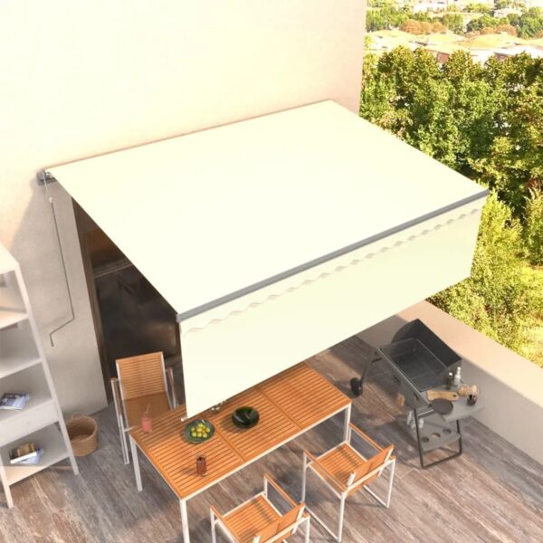 Furnicato Markise Automatisch Einziehbar Mit Volant 4x3 M Creme