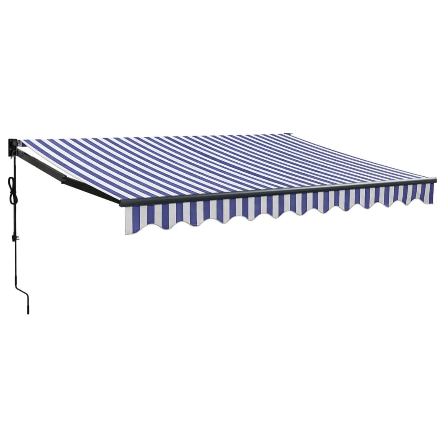 Furnicato Elektrische Markise Mit Kurbel Blau Und Weiß 3x25 M