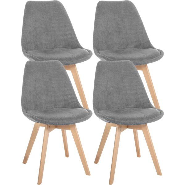 CLP 4er Set Esszimmerstuhl Linares grau/Cord CLP 4er Set Esszimmerstuhl Linares grau/Cord