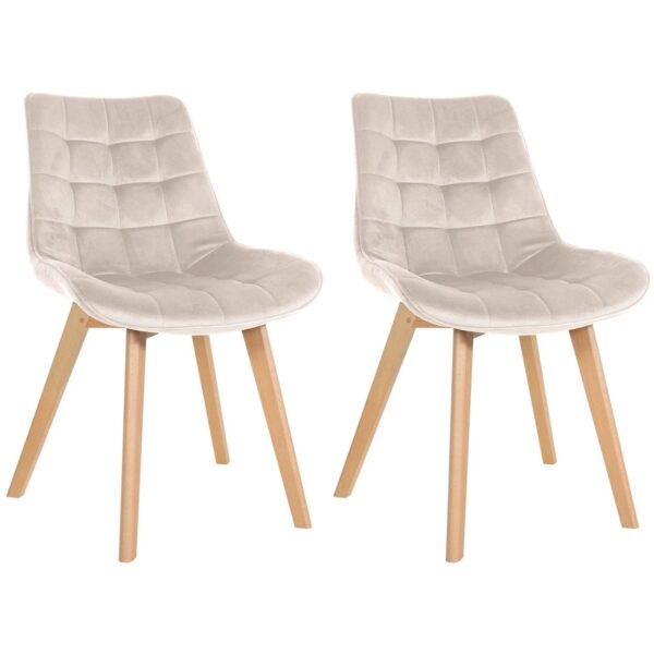CLP 2er Set Stühle Brook Samt Creme CLP 2er Set Stühle Brook Samt Creme