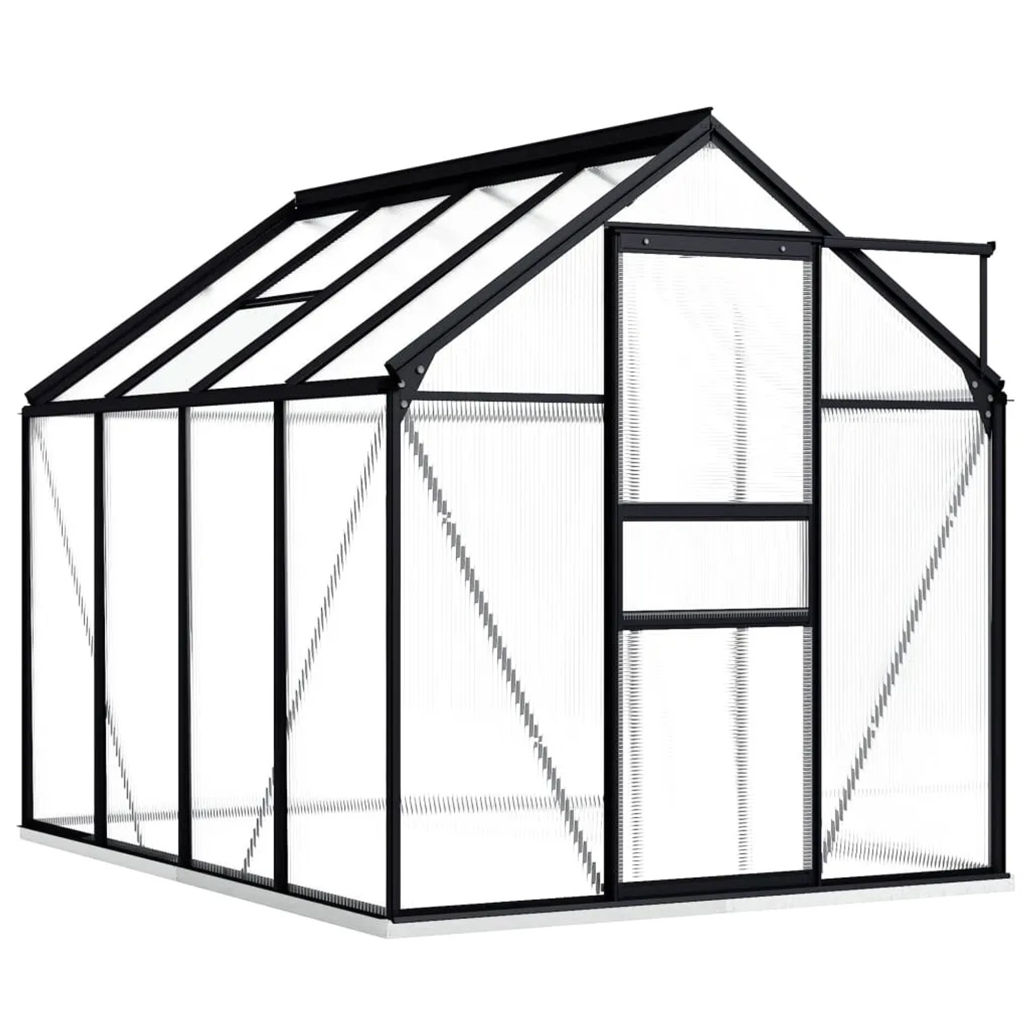 furnicato Gewächshaus mit Fundament Anthrazit Aluminium 4,75 m²