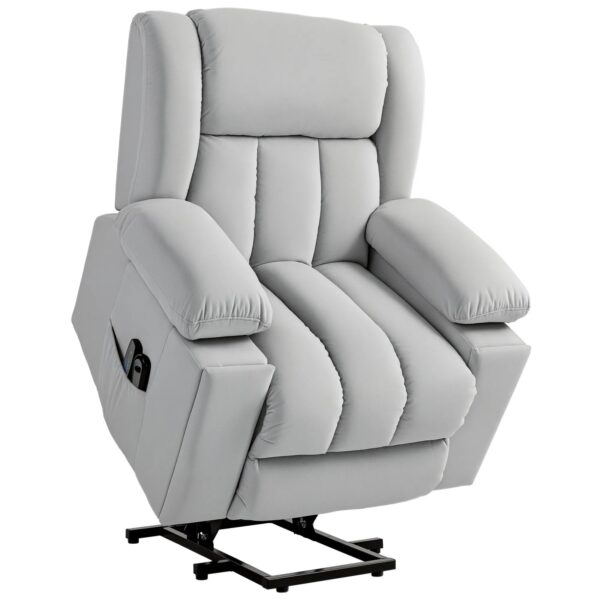 HOMCOM Fernsehsessel mit Aufstehhilfe Samt Hellgrau 101L x 93B x 104H cm