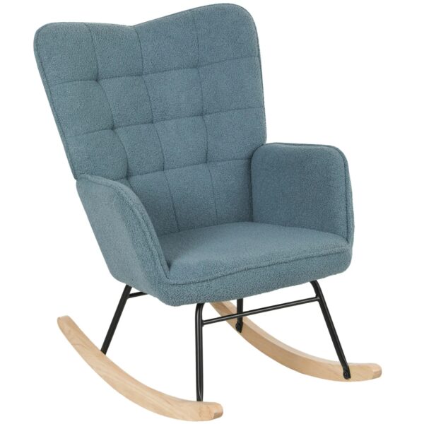 HOMCOM Schaukelstuhl Berbervlies Buchenholz Stahl Schaumstoff Hellblau HOMCOM Schaukelstuhl Berbervlies Buchenholz Stahl Schaumstoff Hellblau