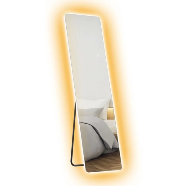 HOMCOM Ganzkörperspiegel Hartglas Metall Transparent 40L x 3B x 150H cm