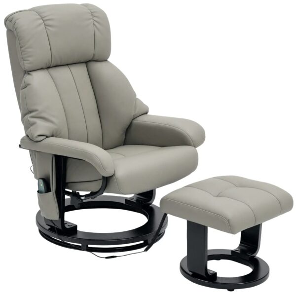 HOMCOM Relaxsessel mit Fußhocker Kunstleder Grau 76B x 80T x 102H cm