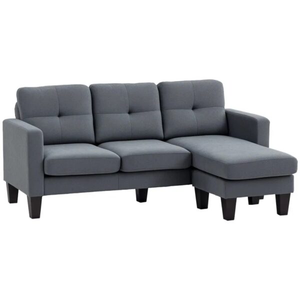 HOMCOM Ecksofa Polyester Schaumstoff 186L x 130B x 84H cm Dunkelgrau HOMCOM Ecksofa Polyester Schaumstoff 186L x 130B x 84H cm Dunkelgrau