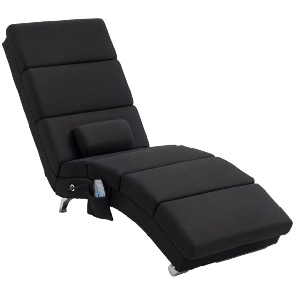 HOMCOM Relaxliege mit Massagefunktion Polyester Stahl 168L x 56B x 84H cm Schwarz