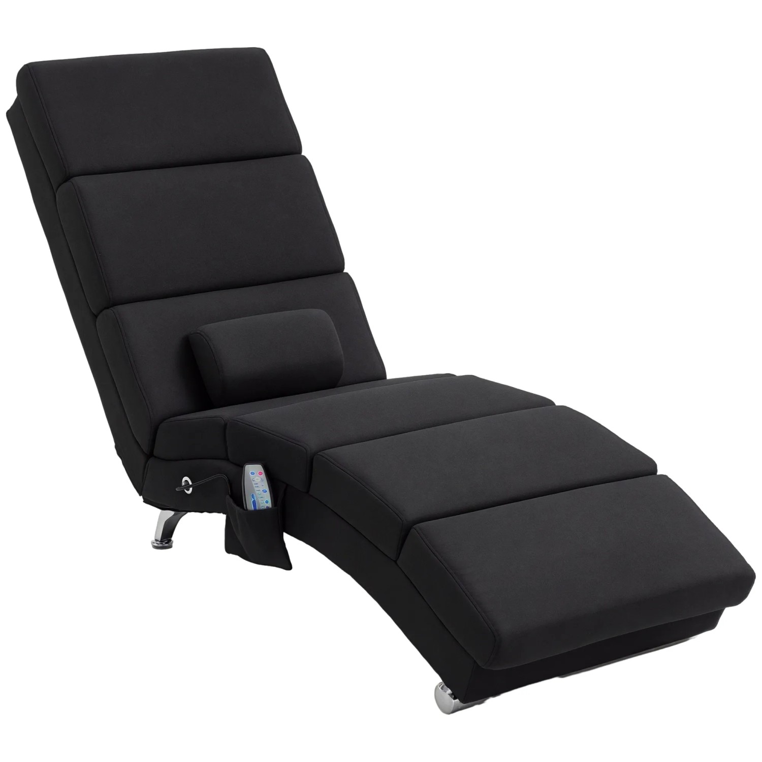 HOMCOM Relaxliege mit Massagefunktion Polyester Stahl 168L x 56B x 84H cm Schwarz