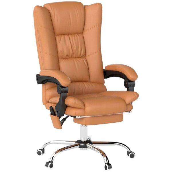 Vinsetto Massage-Bürostuhl Kunstleder 64L x 70B x 110-118H cm Hellbraun