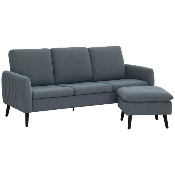 HOMCOM Ecksofa Polyester Kautschukholz 196L x 140B x 88H cm Dunkelgrau